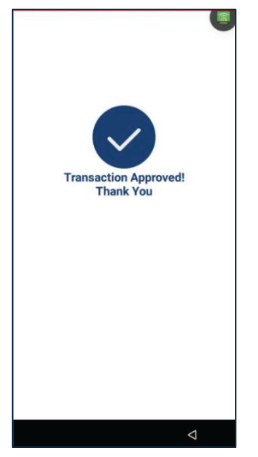 Una vez completada la transacción, el terminal mostrará el resultado en pantalla. El balance de la tarjeta será impreso en el recibo del cliente.