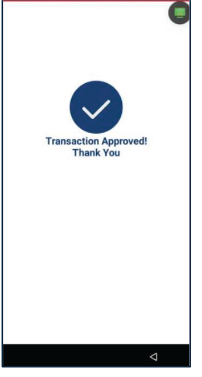 Una vez la transacción es completada, el terminal mostrará el resultado (Aprobado, Denegado, etc.). Seleccione el método del recibo del cliente: Print Receipt, Text Receipt o No Receipt.