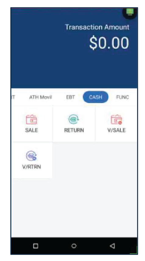 Presione Cash luego, presione Sale.
