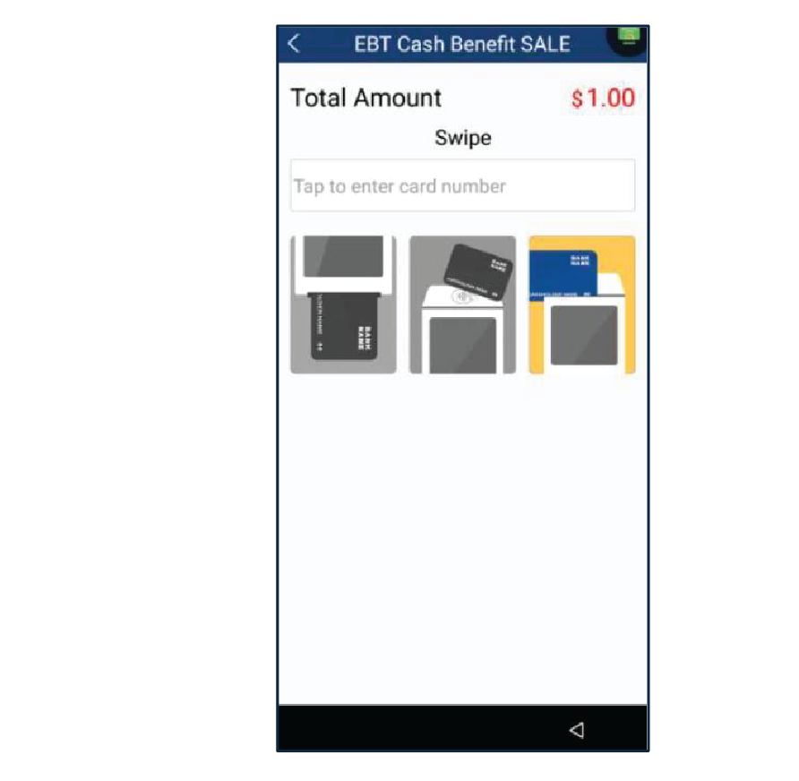 Deslice la tarjeta para completar la transacción de Cash.