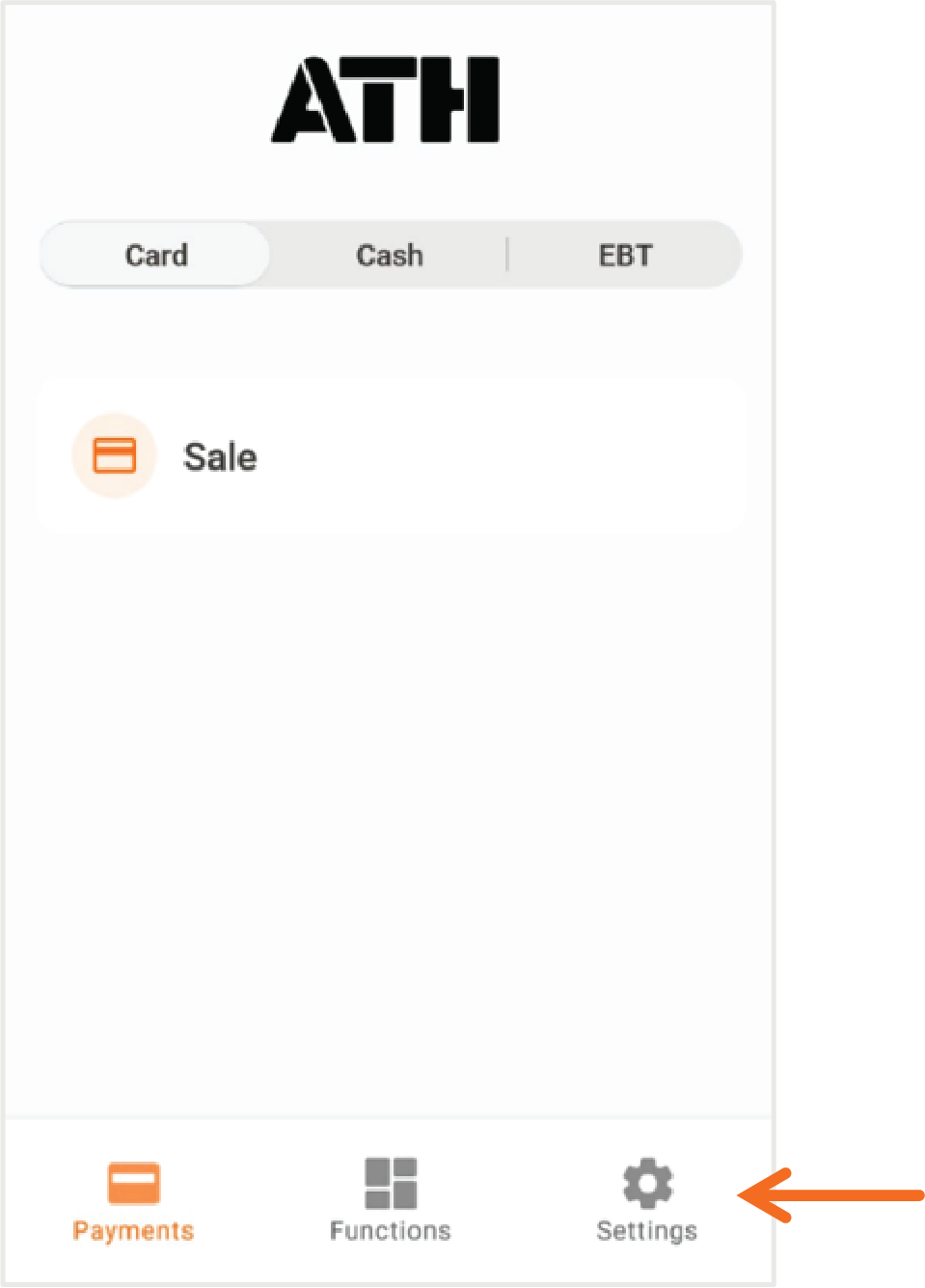 Presione ATH POS localizado en el menú principal. Luego presione Settings.