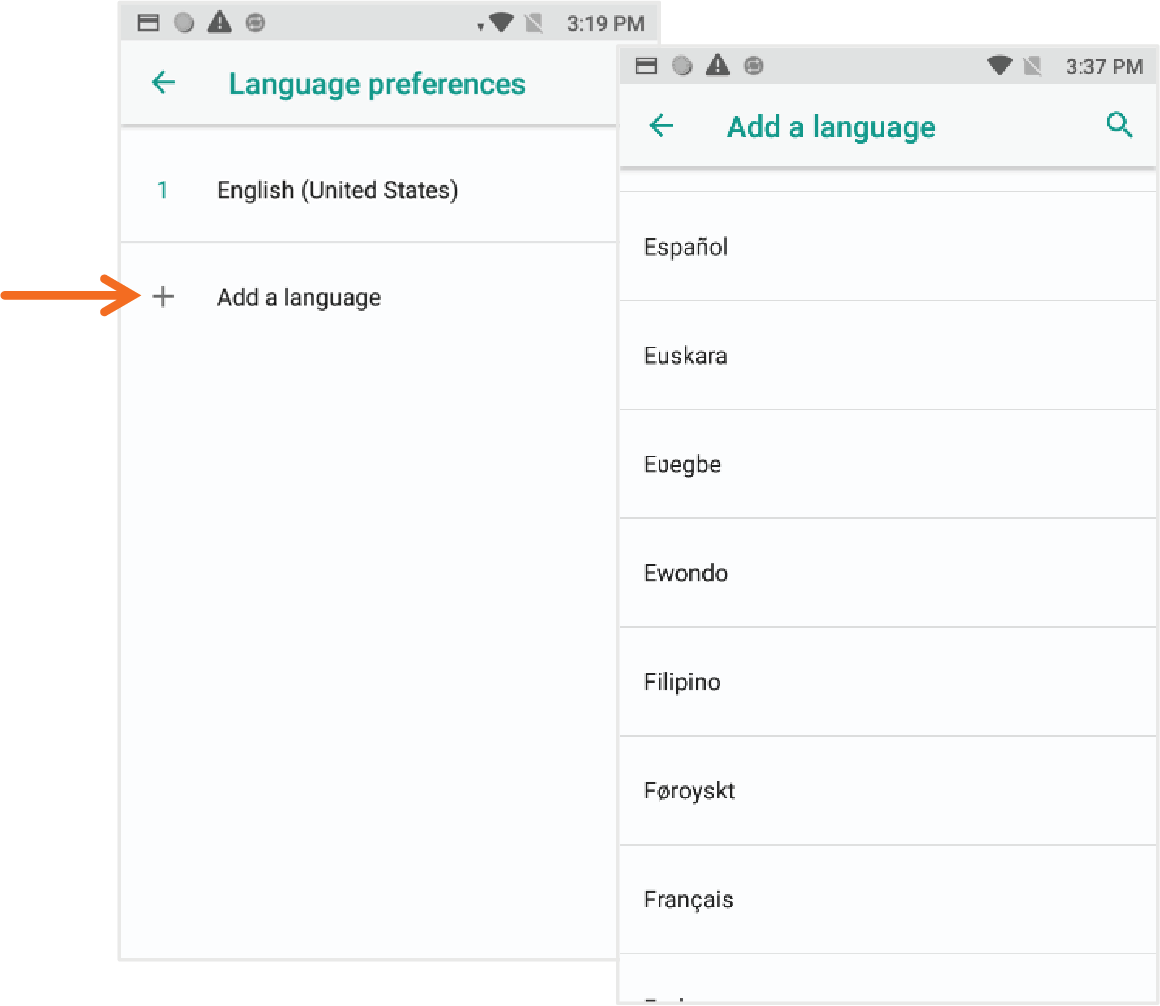En la pantalla mostrará las preferencias de lenguaje, presione, Add a language. Escoja del listado el lenguaje deseado.