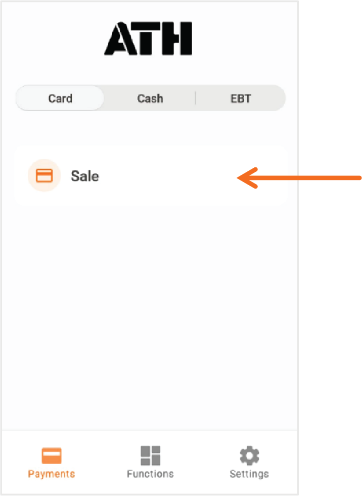 Presione ATH POS localizado en el menú principal. Presione Sale