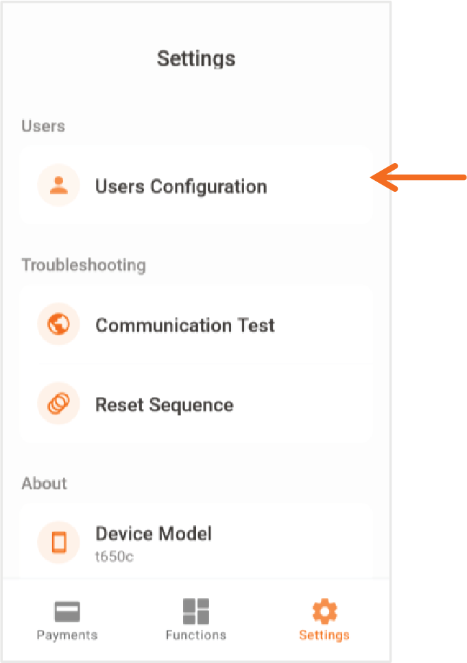 Presione Users Configuration.