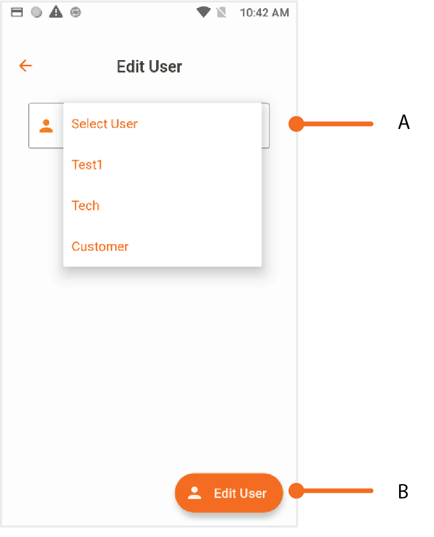 Para editar un usuario, presione Edit User. Luego escoja el usuario. Podrá editar el username, profile y password. Presione Edit User y luego confirme.