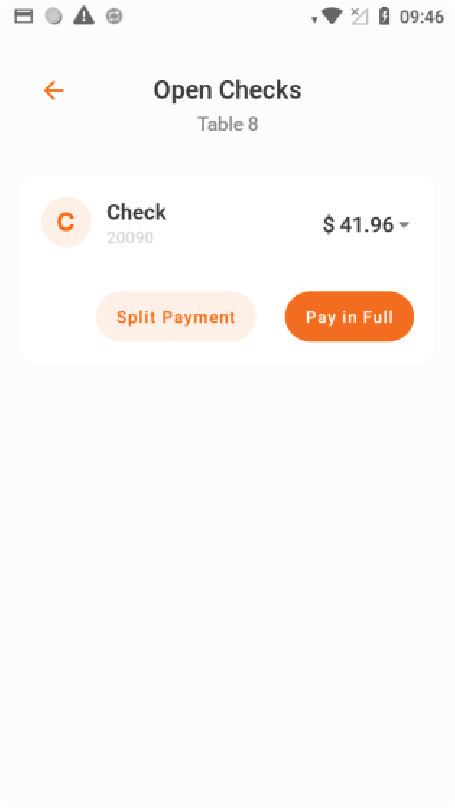 Luego, el terminal mostrará el balance pendiente. Presione Split Payment o Pay in Full para completar otro pago parcial o finalizar la transacción.