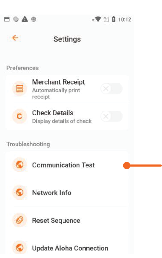 Presione Communication Test.